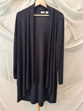 Chico's Black Women's Open-Front Cardigan with Rhinestone Accents